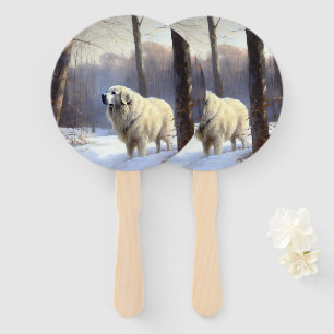 Great Pyrenees Let It Snow Christmas  Hand Fan