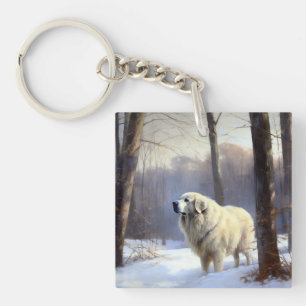 Great Pyrenees Let It Snow Christmas Keychain