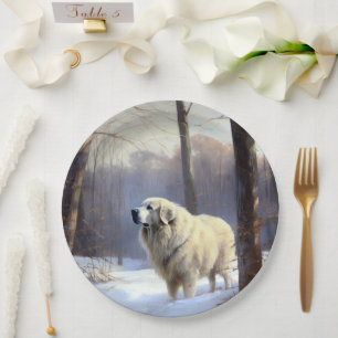 Great Pyrenees Let It Snow Christmas  Paper Plate