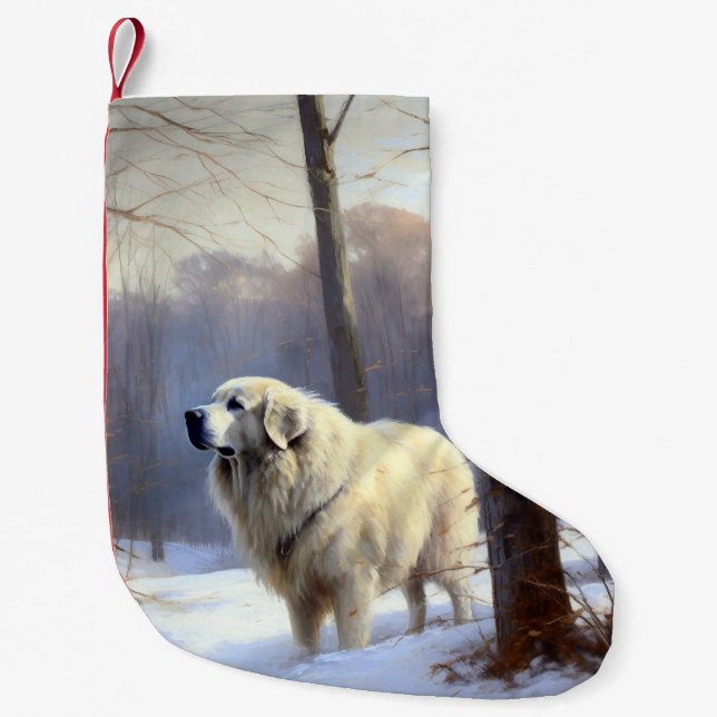 Great Pyrenees Let It Snow Christmas  Small Christmas Stocking (Front)