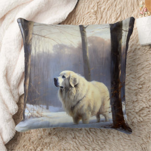 Great Pyrenees Let It Snow Christmas  Throw Pillow