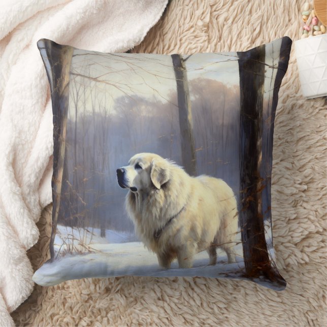 Great Pyrenees Let It Snow Christmas  Throw Pillow (Blanket)