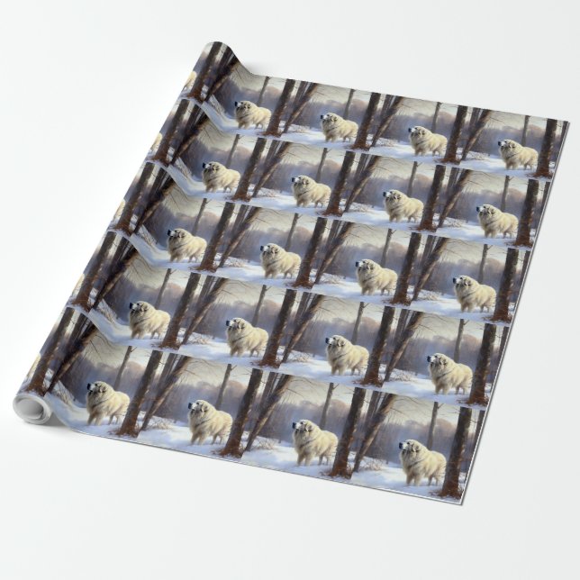 Great Pyrenees Let It Snow Christmas  Wrapping Paper (Unrolled)