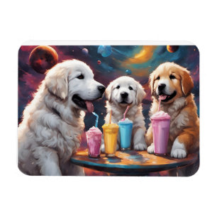 Great Pyrenees Mom and Puppies with Milkshakes Magnet