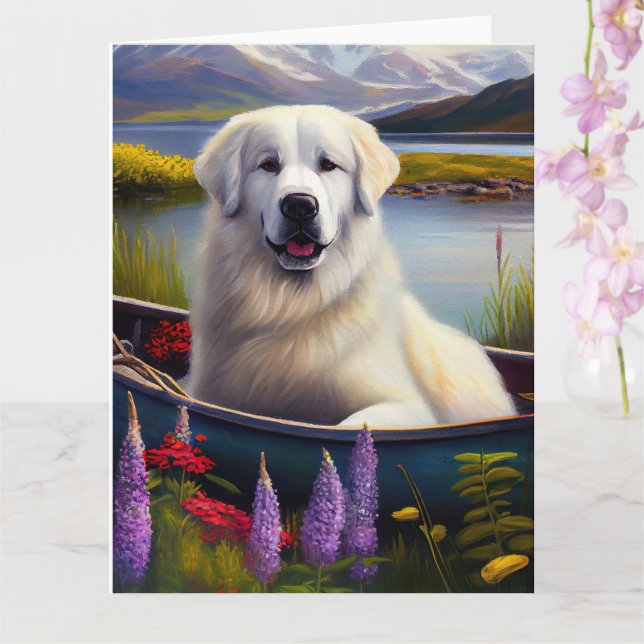 Great Pyrenees on a Paddle: A Scenic Adventure Card (Orchid)