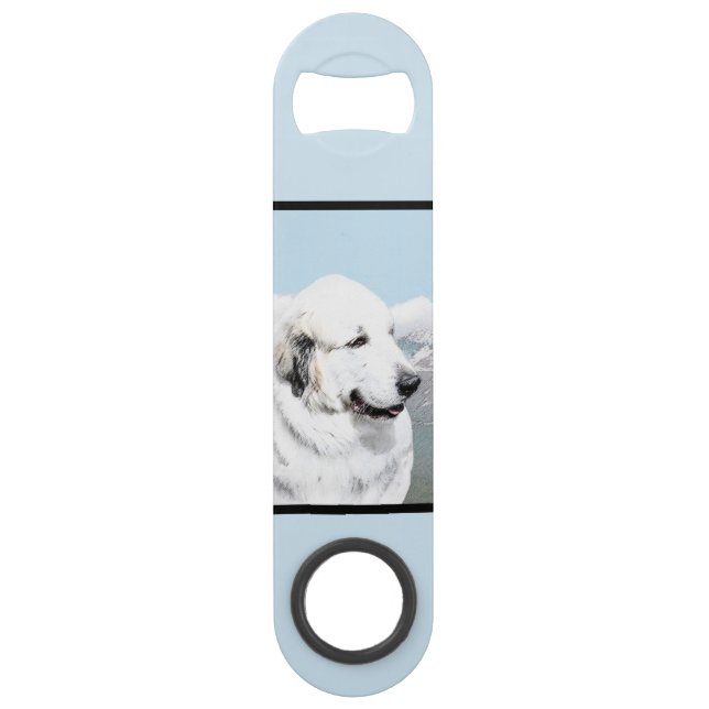 Great Pyrenees Painting - Original Dog Art Bar Key (Front)