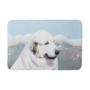 Great Pyrenees Painting - Original Dog Art Bath Mat