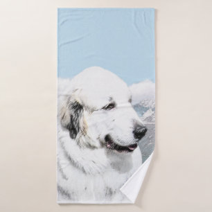 Great Pyrenees Painting - Original Dog Art Bath Towel Set
