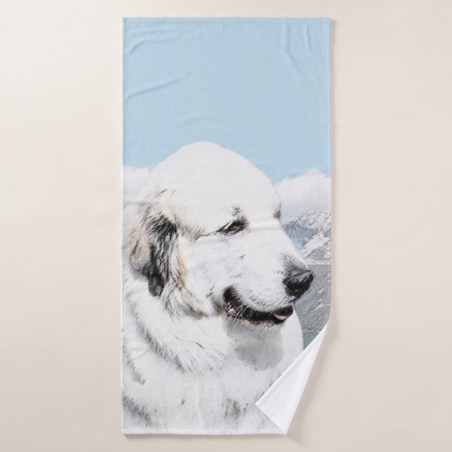 Great Pyrenees Painting - Original Dog Art Bath Towel Set (Bath Towel)