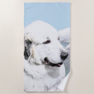 Great Pyrenees Painting - Original Dog Art Beach Towel