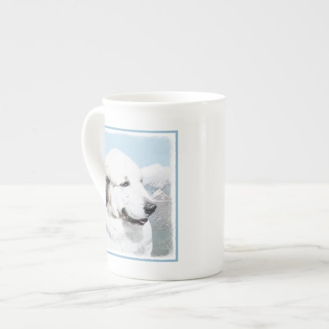 Great Pyrenees Painting - Original Dog Art Bone China Mug (Front Left)