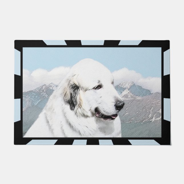 Great Pyrenees Painting - Original Dog Art Doormat (Front)