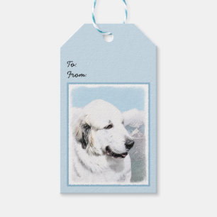 Great Pyrenees Painting - Original Dog Art Gift Tags