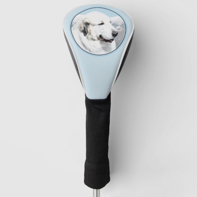 Great Pyrenees Painting - Original Dog Art Golf Head Cover (Front)
