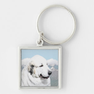 Great Pyrenees Painting - Original Dog Art Keychain