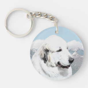 Great Pyrenees Painting - Original Dog Art Keychain