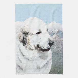 Great Pyrenees Painting - Original Dog Art Kitchen Towel