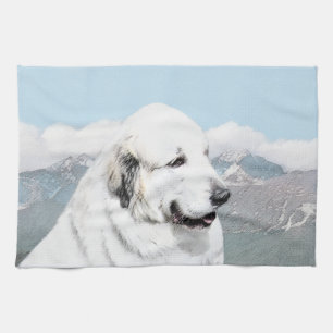 Great Pyrenees Painting - Original Dog Art Kitchen Towel