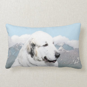 Great Pyrenees Painting - Original Dog Art Lumbar Pillow