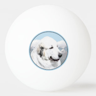 Great Pyrenees Painting - Original Dog Art Ping Pong Ball