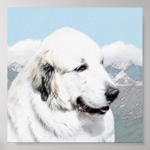 Great Pyrenees Painting - Original Dog Art Poster