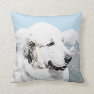 Great Pyrenees Painting - Original Dog Art Throw Pillow