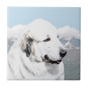 Great Pyrenees Painting - Original Dog Art Tile