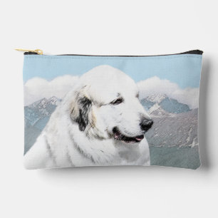 Great Pyrenees Painting White Original Pet Dog Art Accessory Pouch