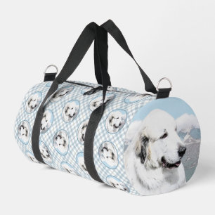 Great Pyrenees Painting White Original Pet Dog Art Duffle Bag