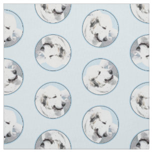 Great Pyrenees Painting White Original Pet Dog Art Fabric
