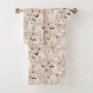 Great Pyrenees Paws and Bones Bath Towel Set