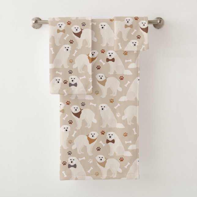 Great Pyrenees Paws and Bones Bath Towel Set (Insitu)
