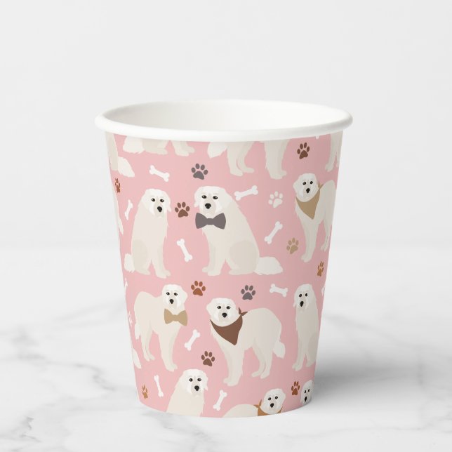 Great Pyrenees Paws and Bones Paper Cups (Front)