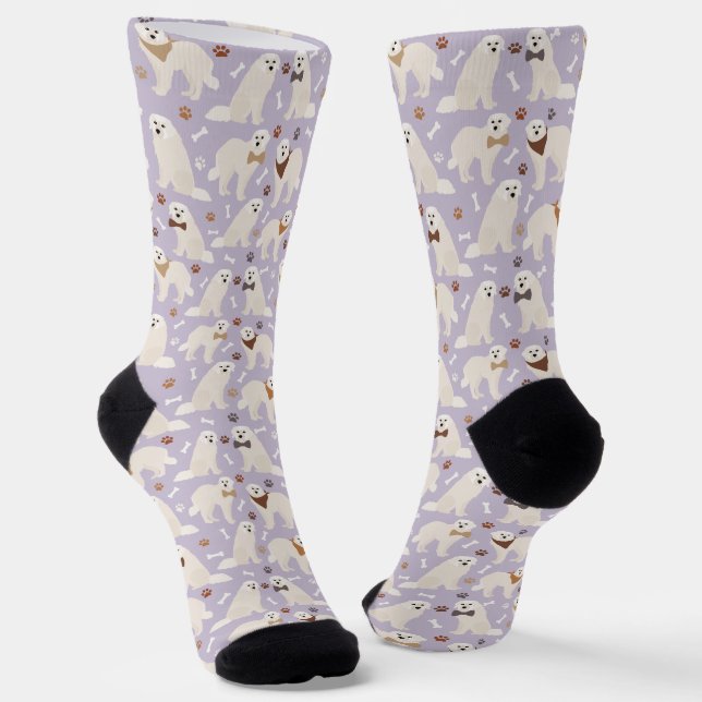 Great Pyrenees Paws and Bones Socks (Angled)
