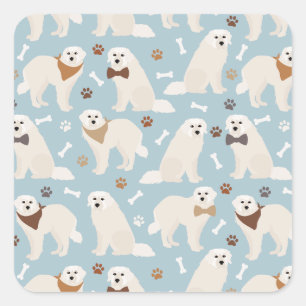 Great Pyrenees Paws and Bones Square Sticker