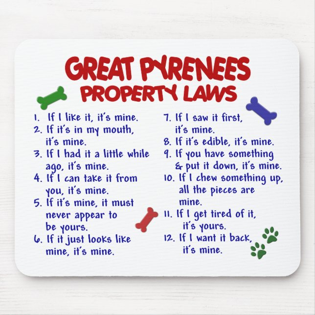 GREAT PYRENEES Property Laws 2 Mouse Pad (Front)