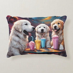 Great Pyrenees Puppies N Milkshakes Accent Pillow