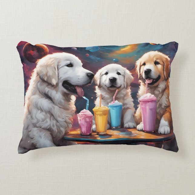 Great Pyrenees Puppies N Milkshakes Accent Pillow (Front)
