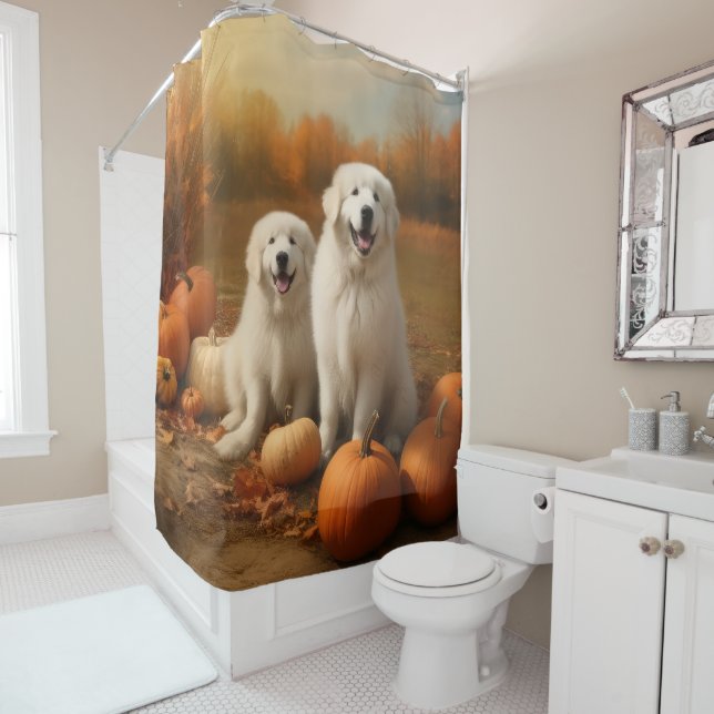 Great Pyrenees Puppy Autumn Delight Pumpkin  (In Situ)