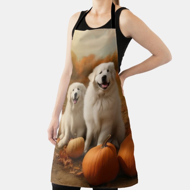 Great Pyrenees Puppy Autumn Delight Pumpkin  Apron (Insitu)