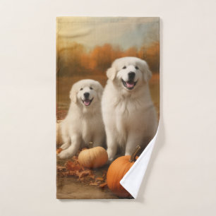 Great Pyrenees Puppy Autumn Delight Pumpkin  Bath Towel Set