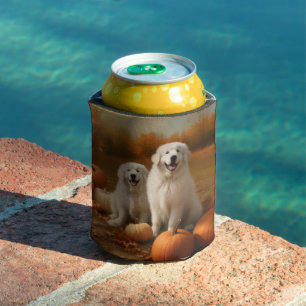 Great Pyrenees Puppy Autumn Delight Pumpkin  Can Cooler