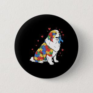 Great Pyrenees Puzzle Autism Awareness Autistic Wo 2 Inch Round Button