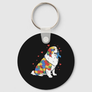 Great Pyrenees Puzzle Autism Awareness Autistic Wo Keychain