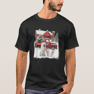 Great Pyrenees Santa Hat Red Truck Tree Farm Chris T-Shirt