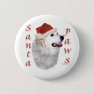 Great Pyrenees Santa Paws 2 Inch Round Button