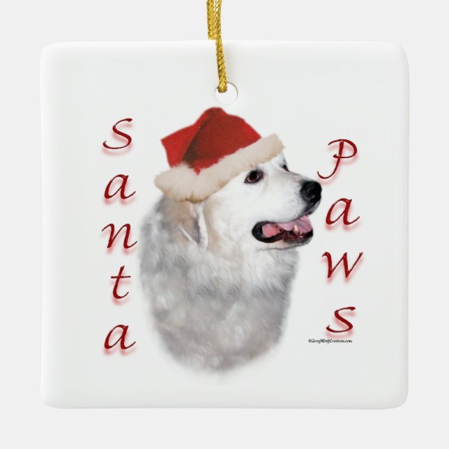Great Pyrenees Santa Paws Ceramic Ornament (Front)