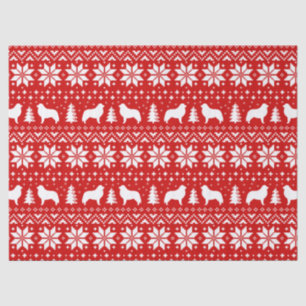 Great Pyrenees Silhouettes Christmas Pattern Red Tissue Paper