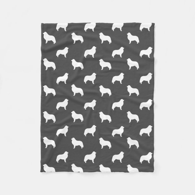 Great Pyrenees Silhouettes Pattern Grey Fleece Blanket (Front)