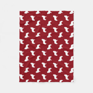 Great Pyrenees Silhouettes Pattern Red Fleece Blanket